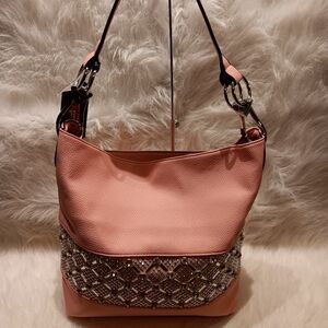 PINK RHINESTONE BLING FASHION HOBO BAG